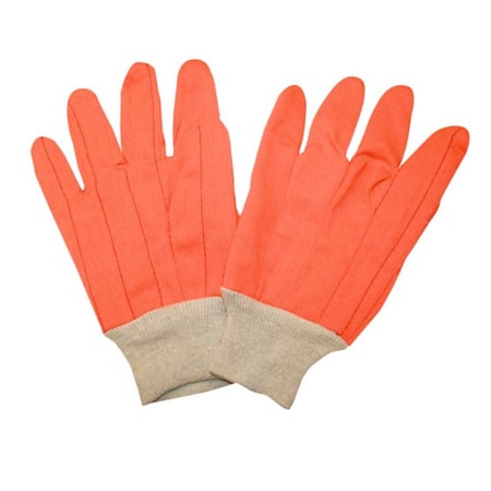 Cordova High Visibility Orange, Corded Polyester/Cotton Double Palm Gloves, Clute Pattern, 12PK 2805CDN